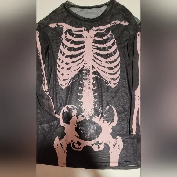 Black & Pink Large Sheer Skeleton Top - Picture 4 of 5